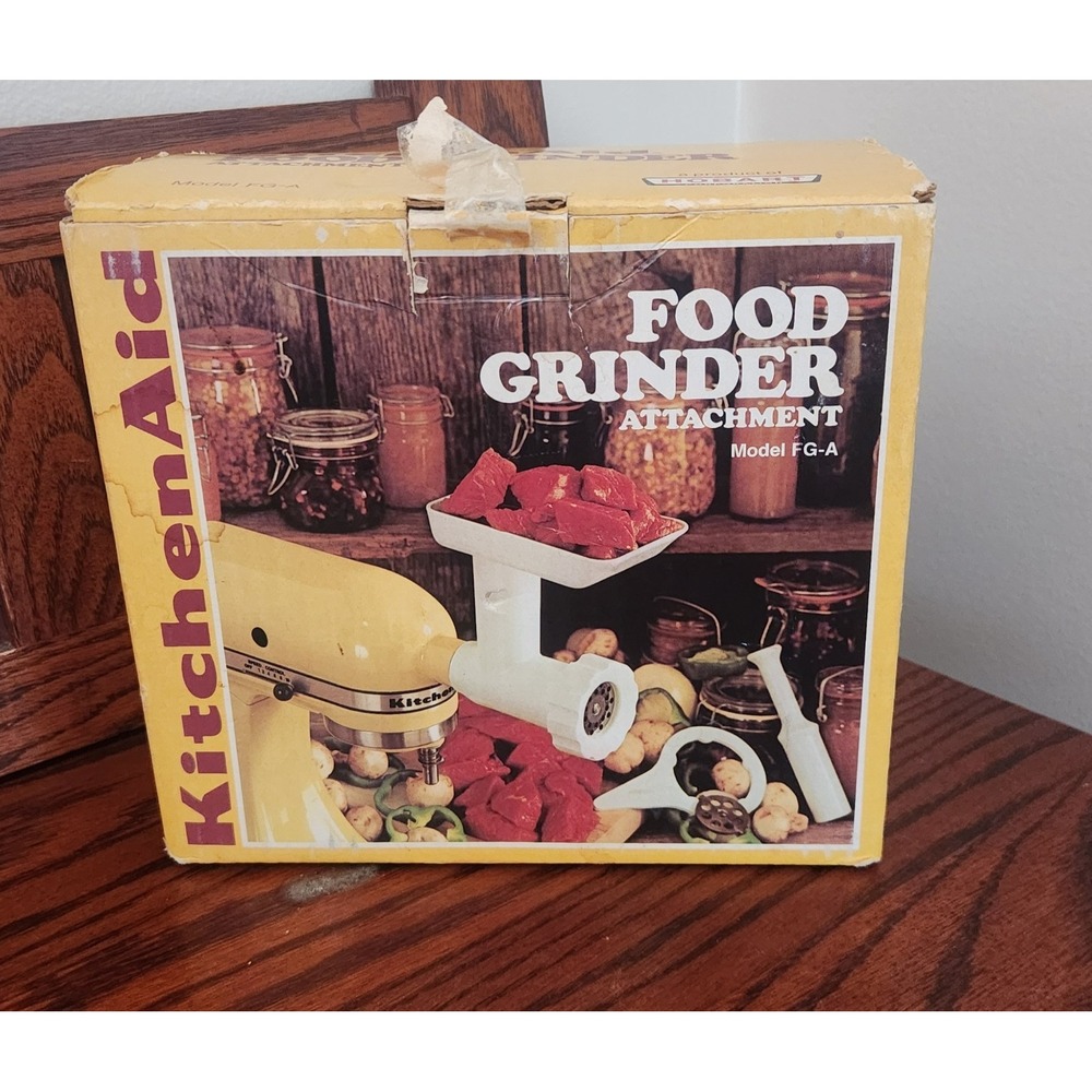 Vintage KitchenAid Meat Food Grinder Stand Mixer Attch White FGA In Original Box